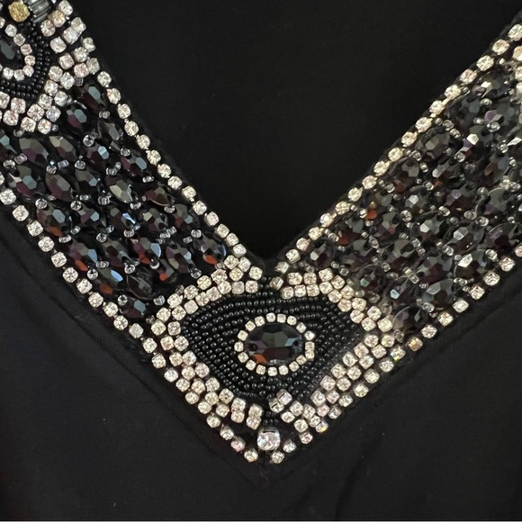 Unearth & Strano Sleeveless Beaded Embellish V Neckline Black Top Tank Shirt XXL - Picture 10 of 14